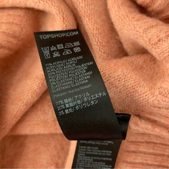 Topshop Chunky Knit Turtleneck Sweater Long Sleeve Oversized Cozy Pink US 10 - Picture 8 of 8